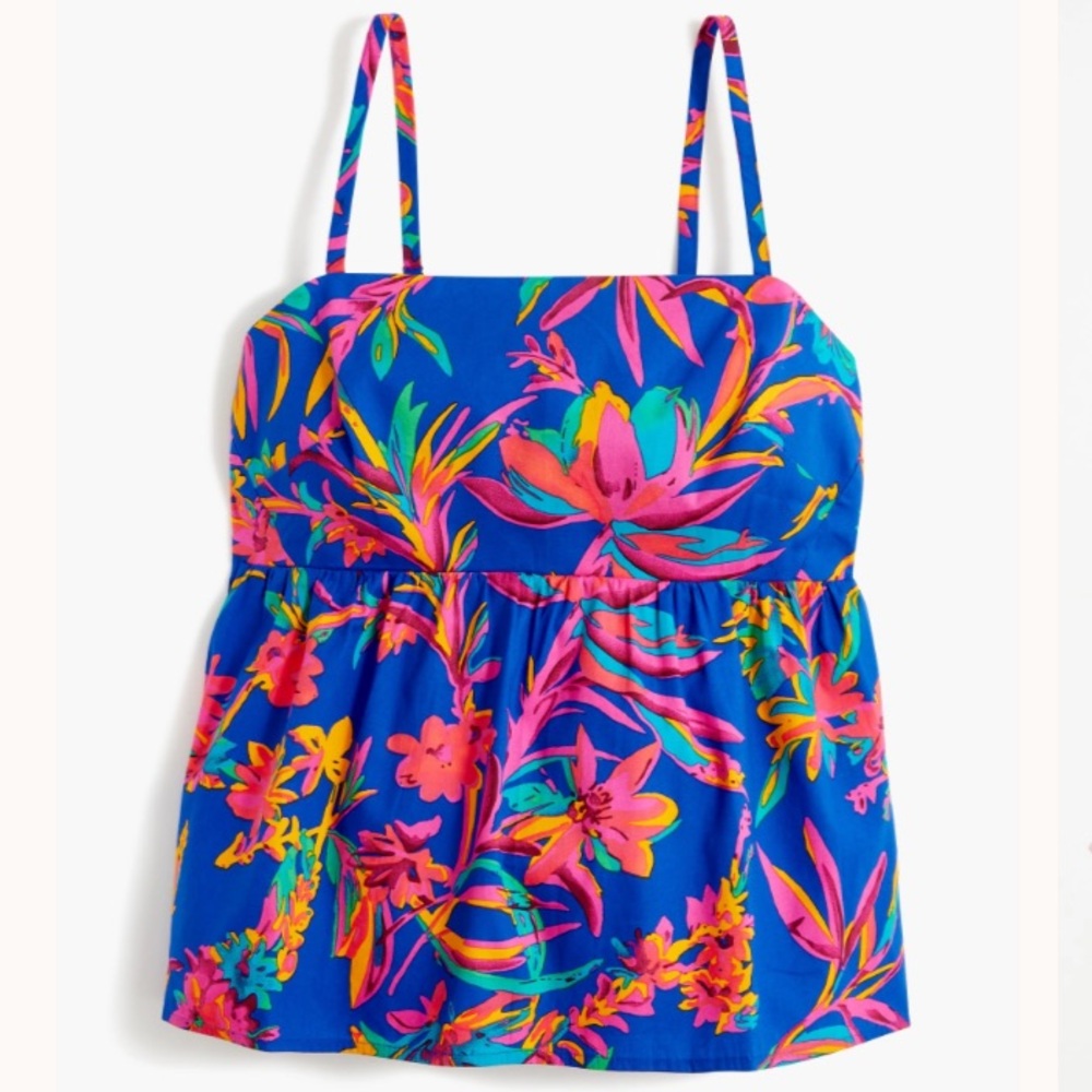 J. Crew Blue Floral Tank Top